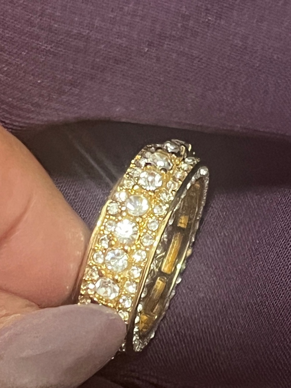 Elegant Gold-Tone Pavé Eternity Band Ring